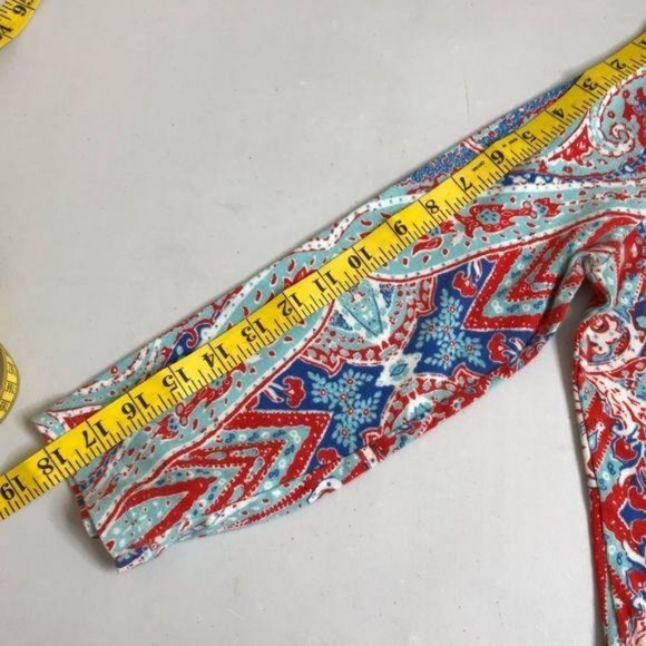 Jones New York Sport Blue Red Large Boho Print Top - Picture 8 of 11